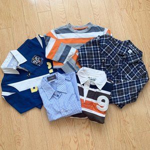 Boy's Long Sleeve Shirt Top Tee Collared Stripes